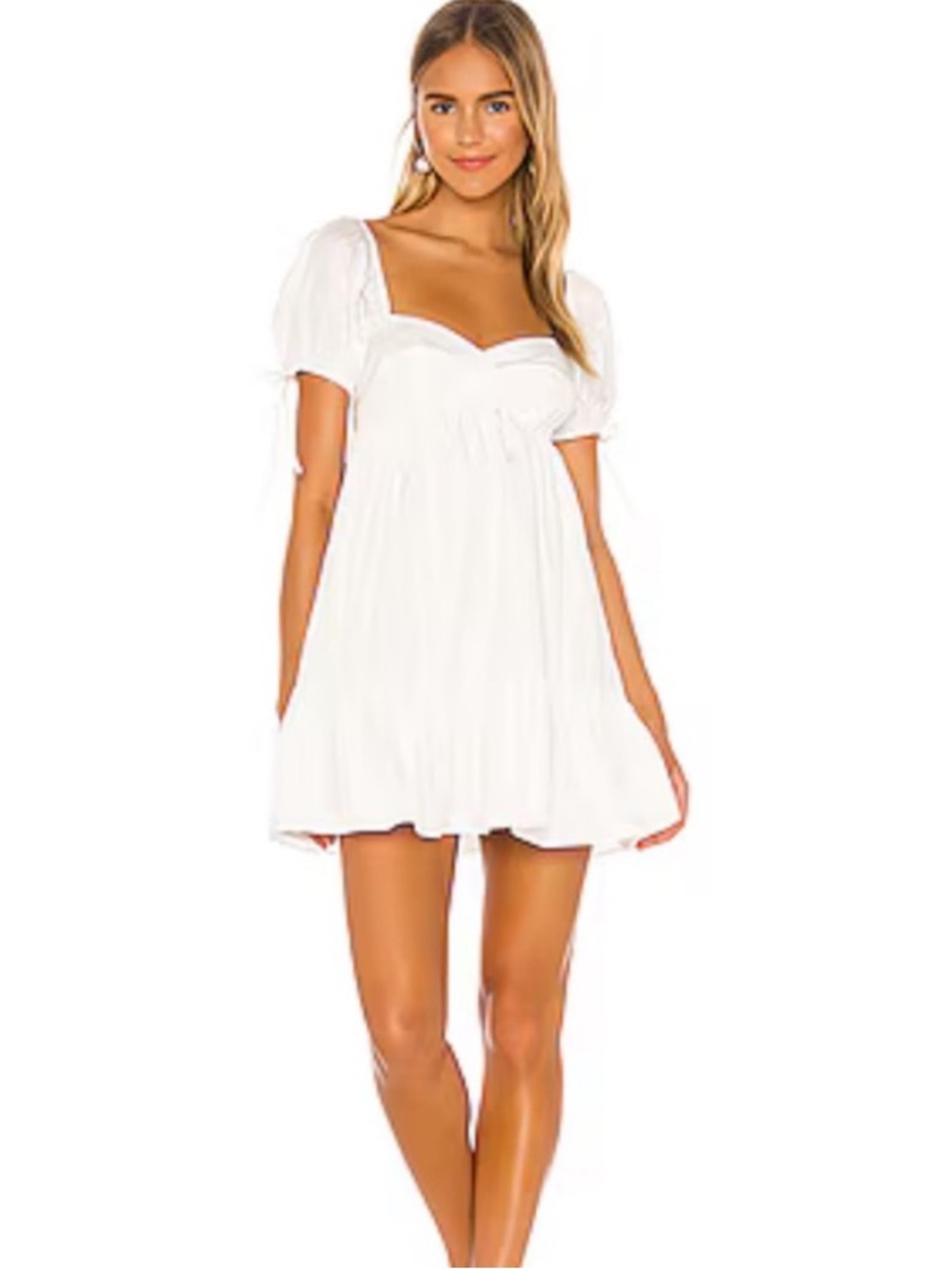 Amanda Uprichard White Puff-Sleeve Mini Dress